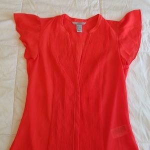 Semi-sheer flutter sleeve top